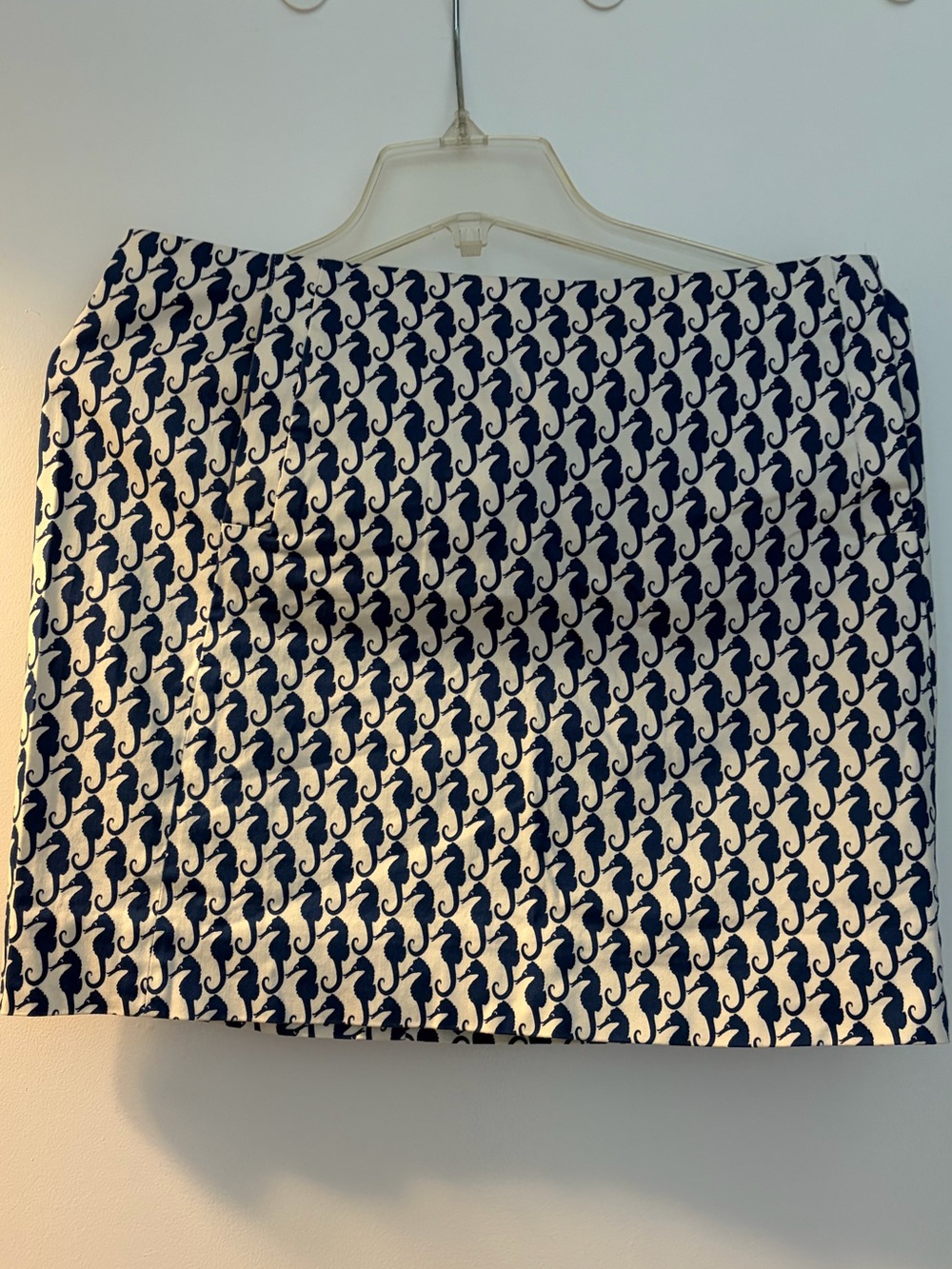 J. Crew Navy and White Mini Skirt with Seahorse Pattern